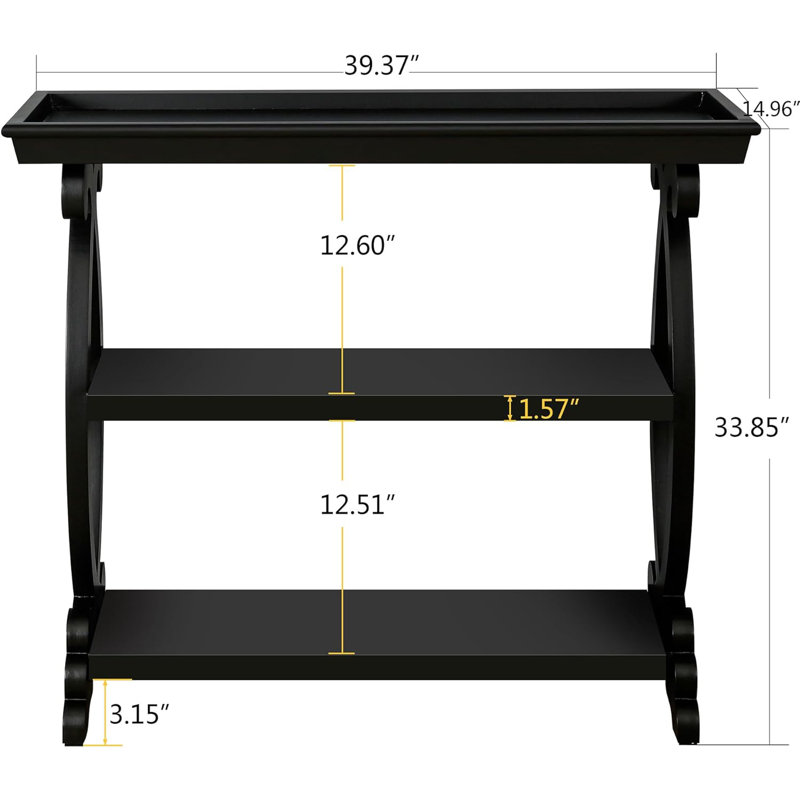 Console 39,37 po Delzora, Noir antique