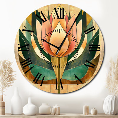 Tulip in Deco Symmetry - Glam Metal Wall Clock