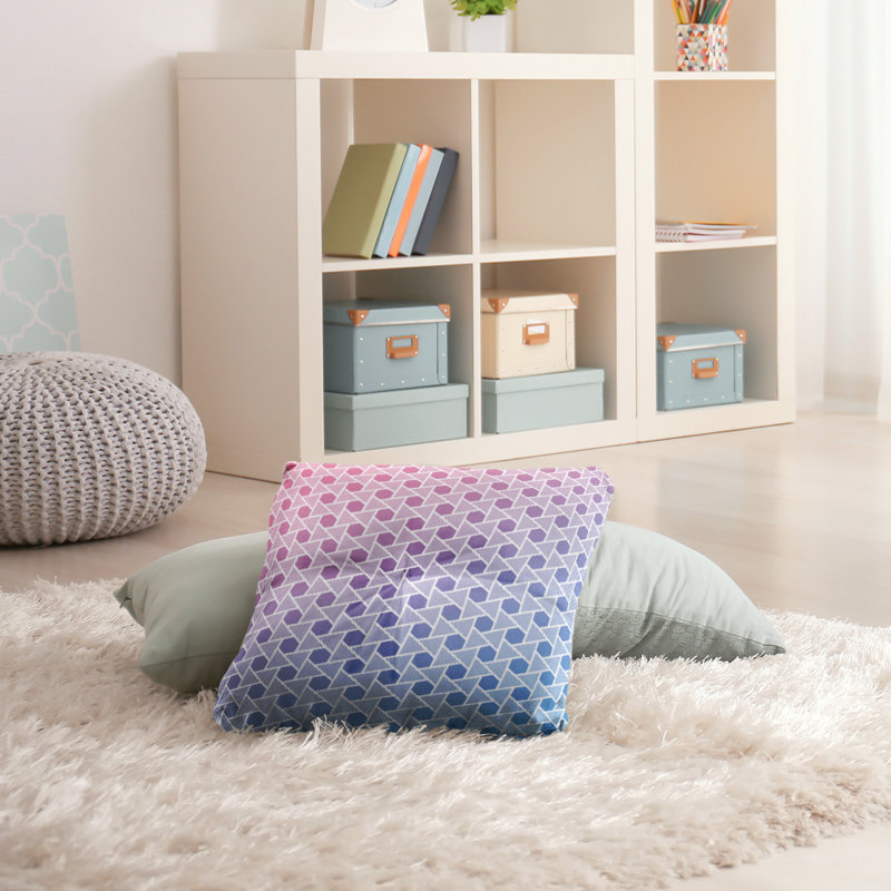 Coussin de plancher hexagonales et triangles, 26 po x 26 po, Rose / Bleu