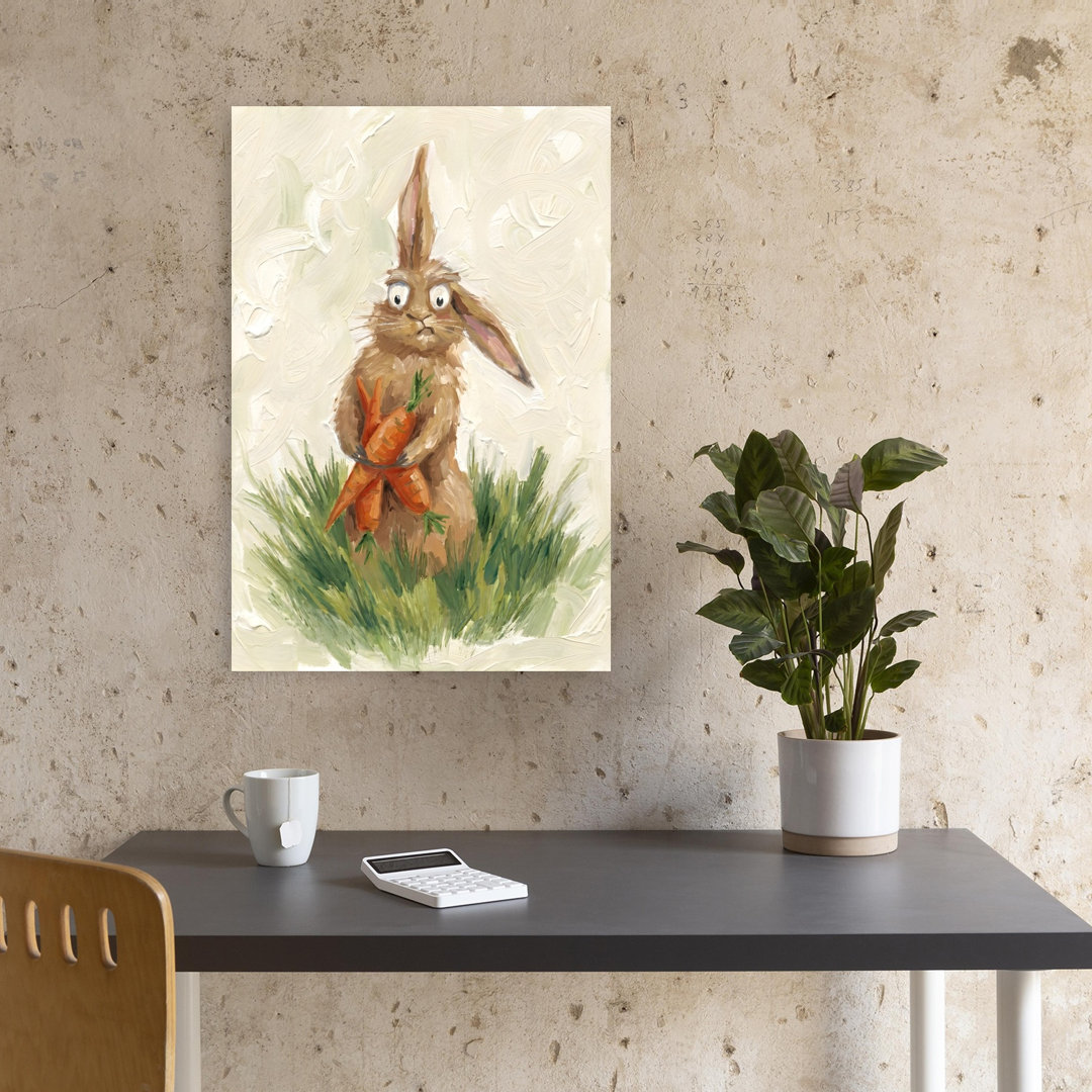 Worried Bunny With Carrots Contemporary Rabbit Architecture Forest Wall Art Print