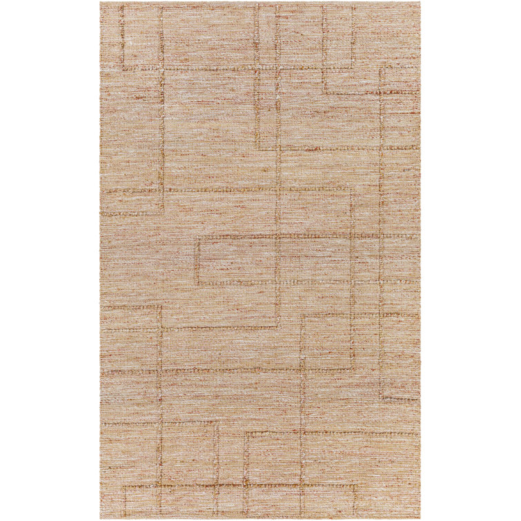 Rectangle Yuna Abstract Handmade Flatweave Jute Area Rug in Brown