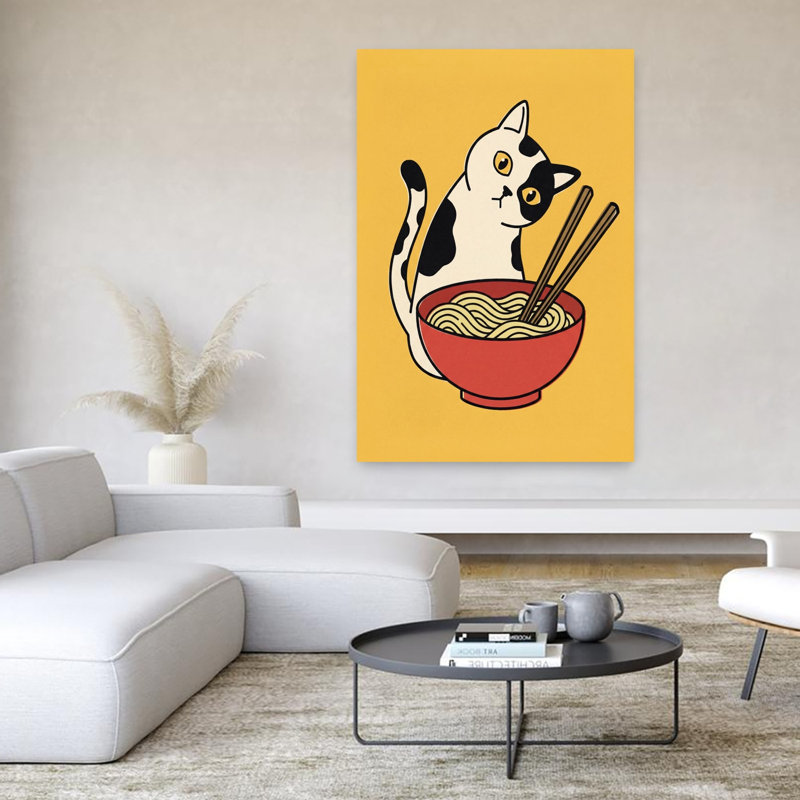 «Curious Cat Ramen», art mural contemporain, H 60 po x l 40 po