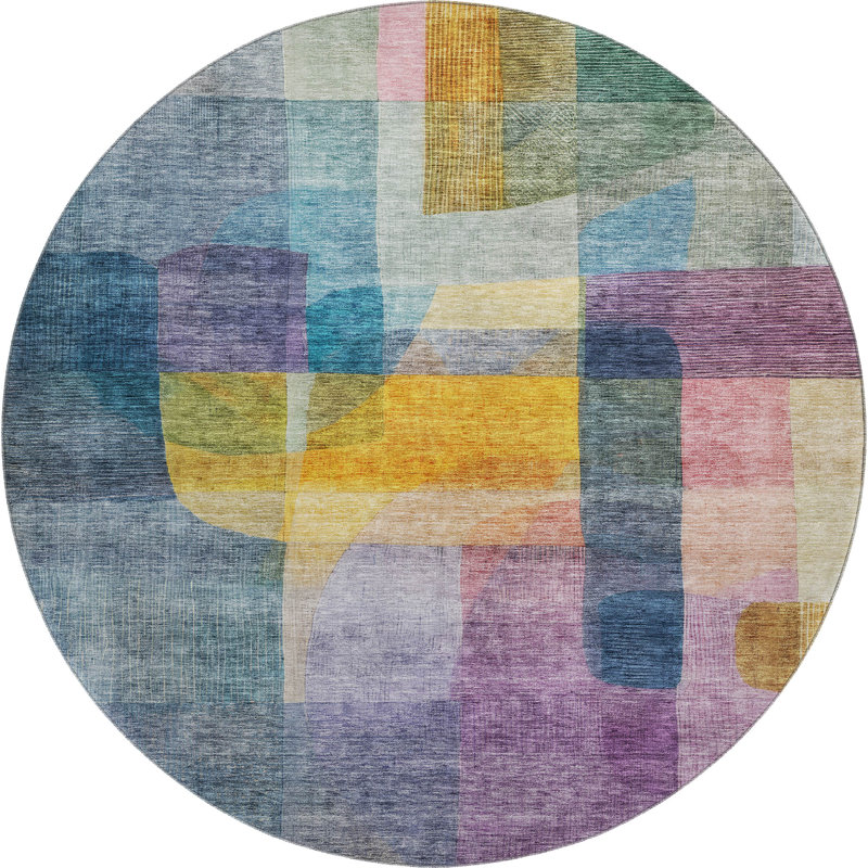 Premium Machine Washable Albarran AMF1113 Modern Rug, Round 8'