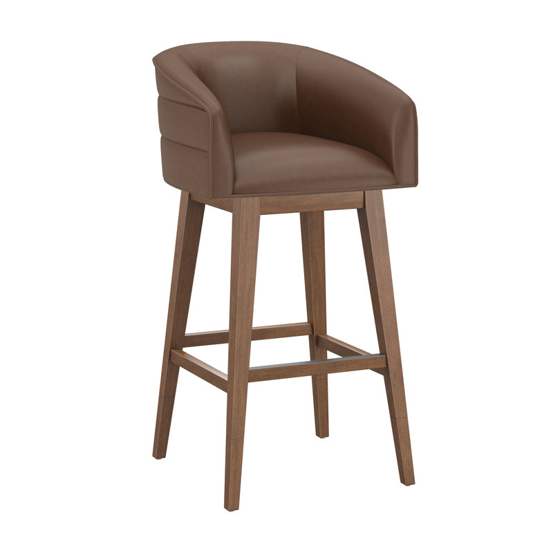Tabouret pivotant en bois Cleland, Brown, Brown