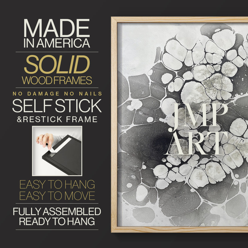 Marbling VII Framed Print - Solid Wood, Natural, 11" H x 9" W