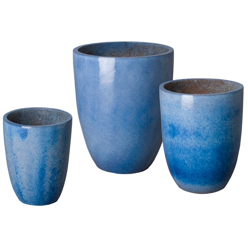 Silsbee Handmade Ceramic Planter, Blue, 24" H x 19" W x 19" D