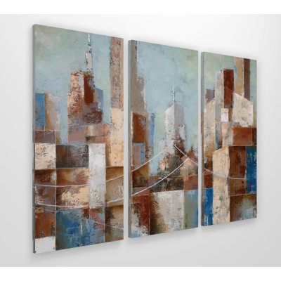 Cityscape - 3 Piece Painting on Canvas
