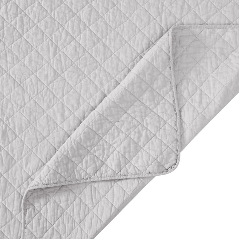 Gray Twin Cotton Diamond Quilted Quilt Set