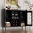 Xachary 40'' Wine Bar Cabinet with 4-Tier Storage for Glasses with LED Lights, Sideboard with Doors-1985012585