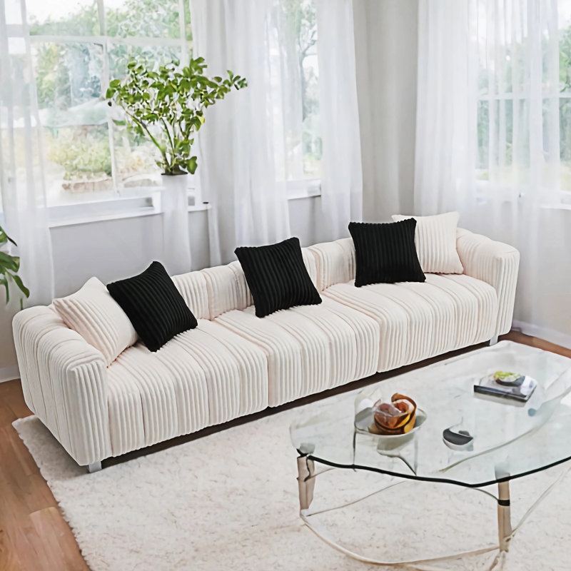 Versatile Style 3-Seater Sofa, Milk White