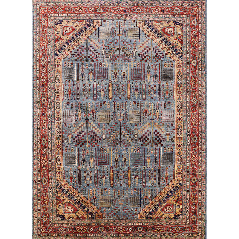 Tapis oriental rouge / bleu clair Rihanne, Rectangle 2 pi x 4 pi