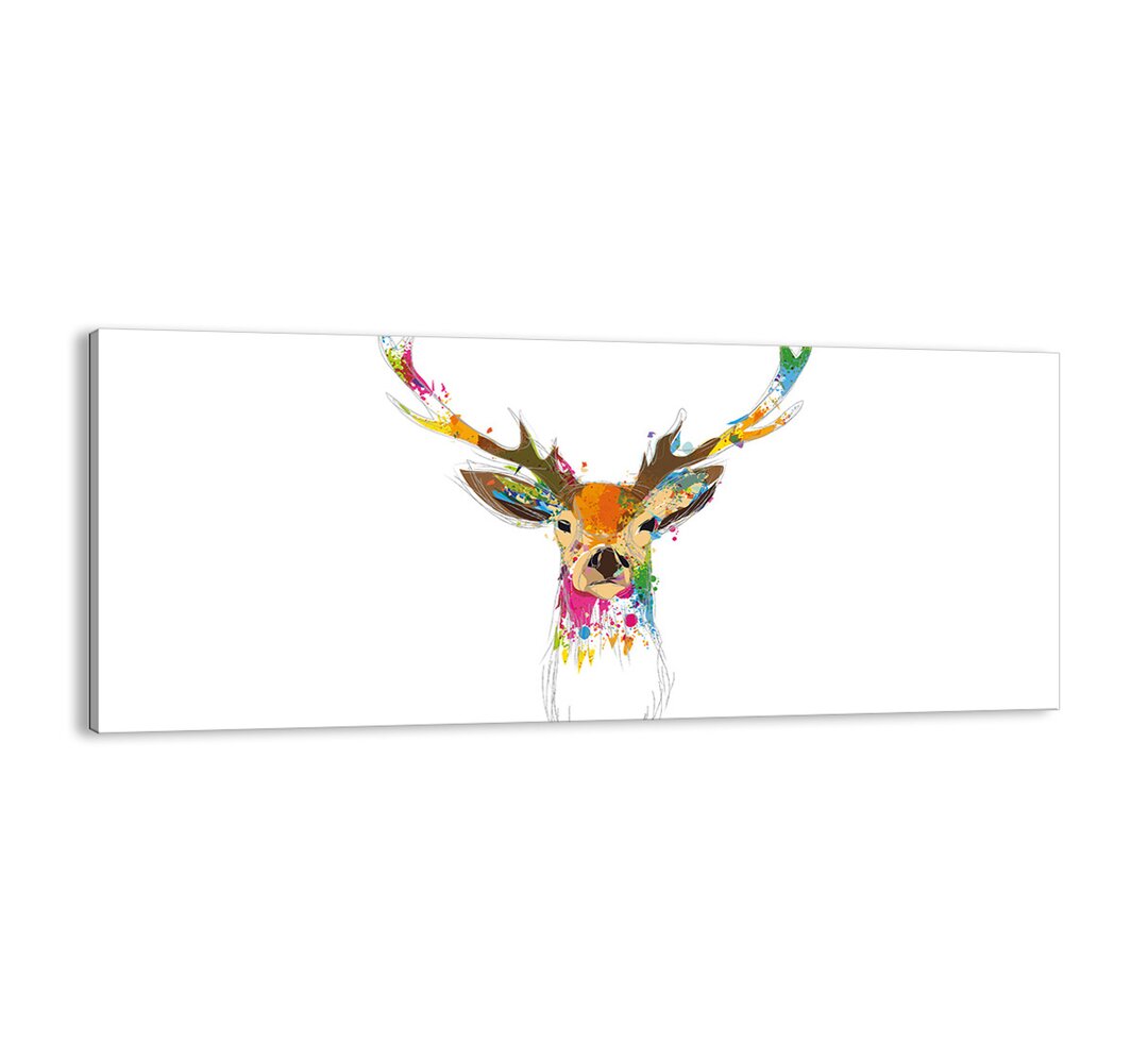 Leinwandbild - Grafikdruck „Gentle Deer Bathed in Colour”