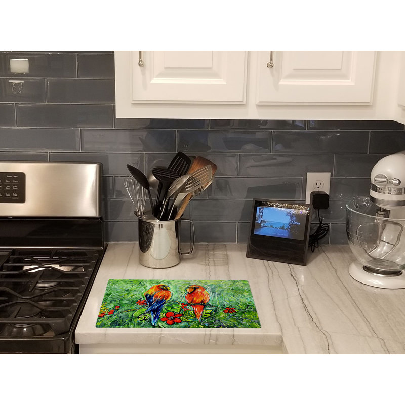 Fred and Freda Parrots Glass Cutting Board