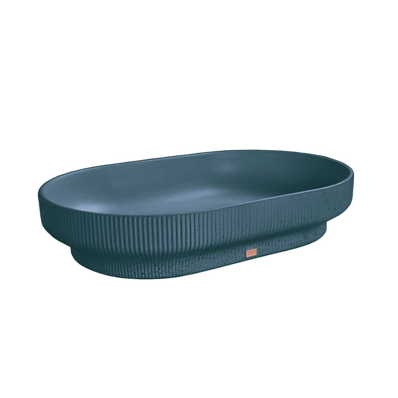 Konkretus Lotus 14.5'' Concrete Oval Bathroom Sink, Deep Sea Blue