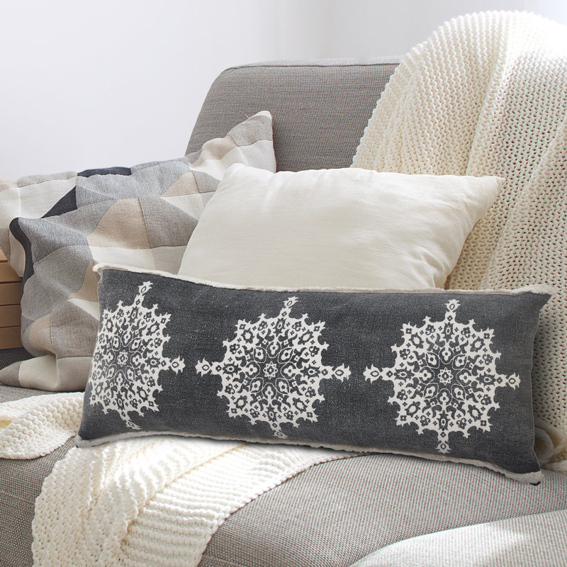 Housse de coussin décoratif contemporaine 100% coton en laine délavée à la main Contemporary Medallion