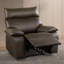 Fauteuil inclinable manuel avec accoudoirs à plateau-coussin et garniture à bride, finition brune, mousse haute densité de style contemporain