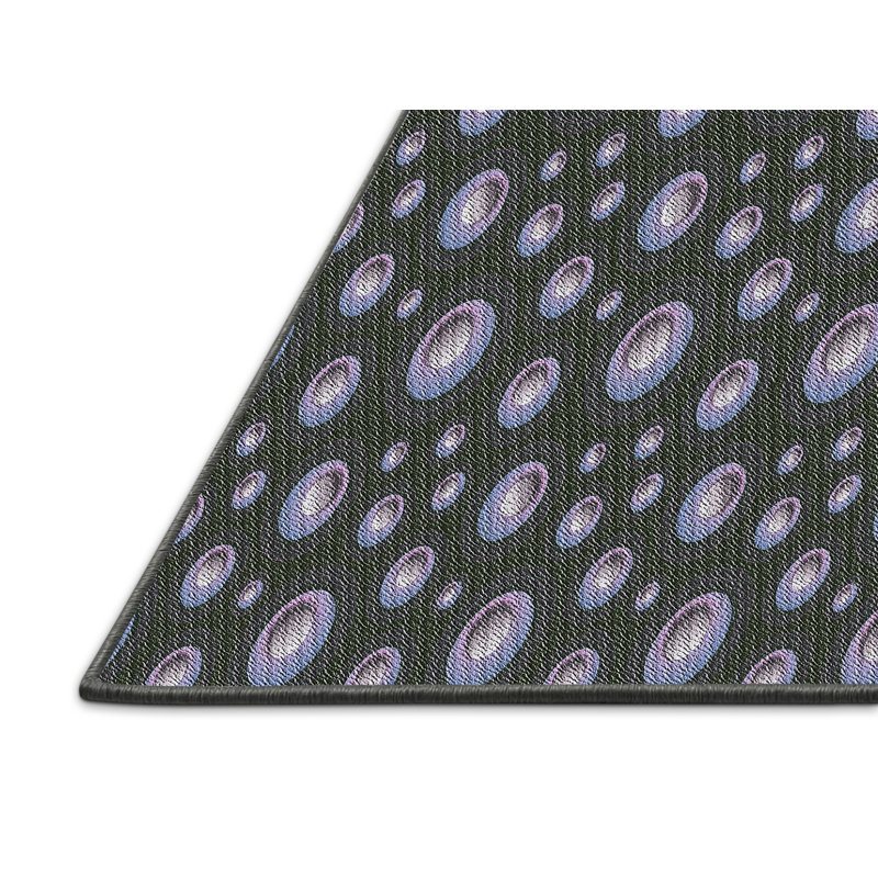 Tapis décoratif à pois noir, Rectangle 5 pi x 7 pi