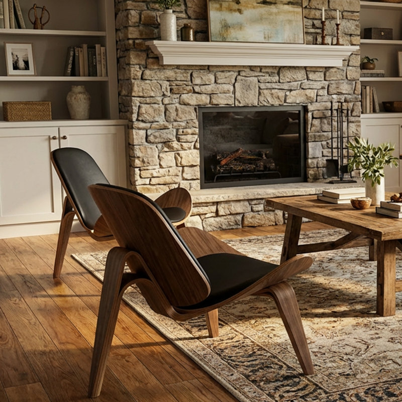 Fauteuil d'appoint en cuir Mid Century Modern