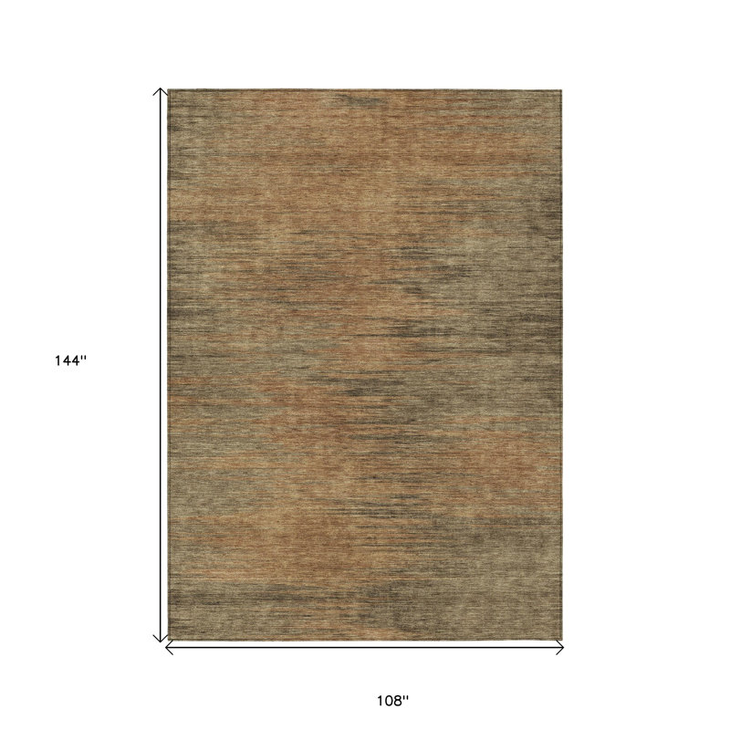 Tapis extérieur lavable abstrait 9 pi x 12 pi brun et cuivre terre cuite