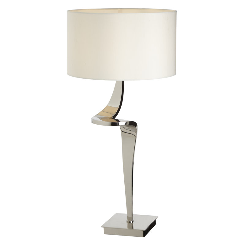 Colbert Metal Table Lamp, Silver Base/White Shade