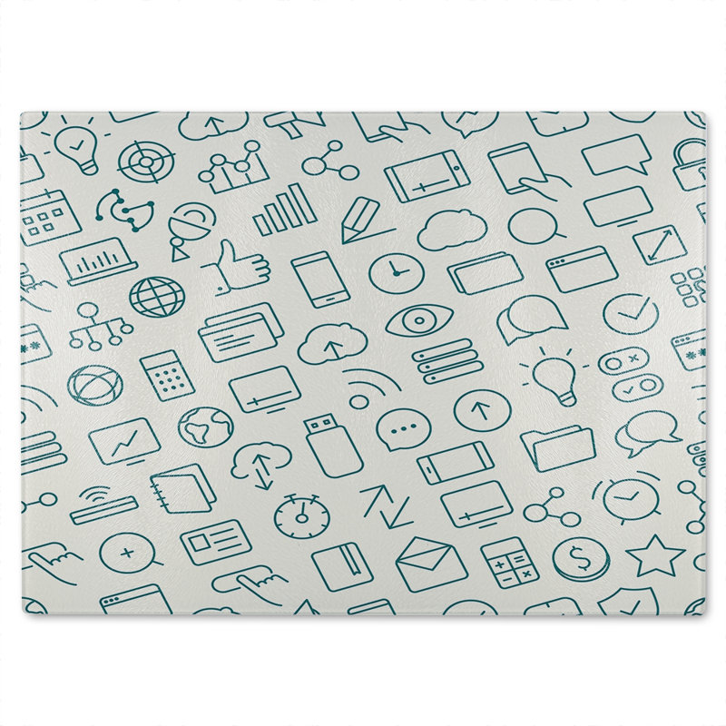 Outline Icons Glass Chopping Board