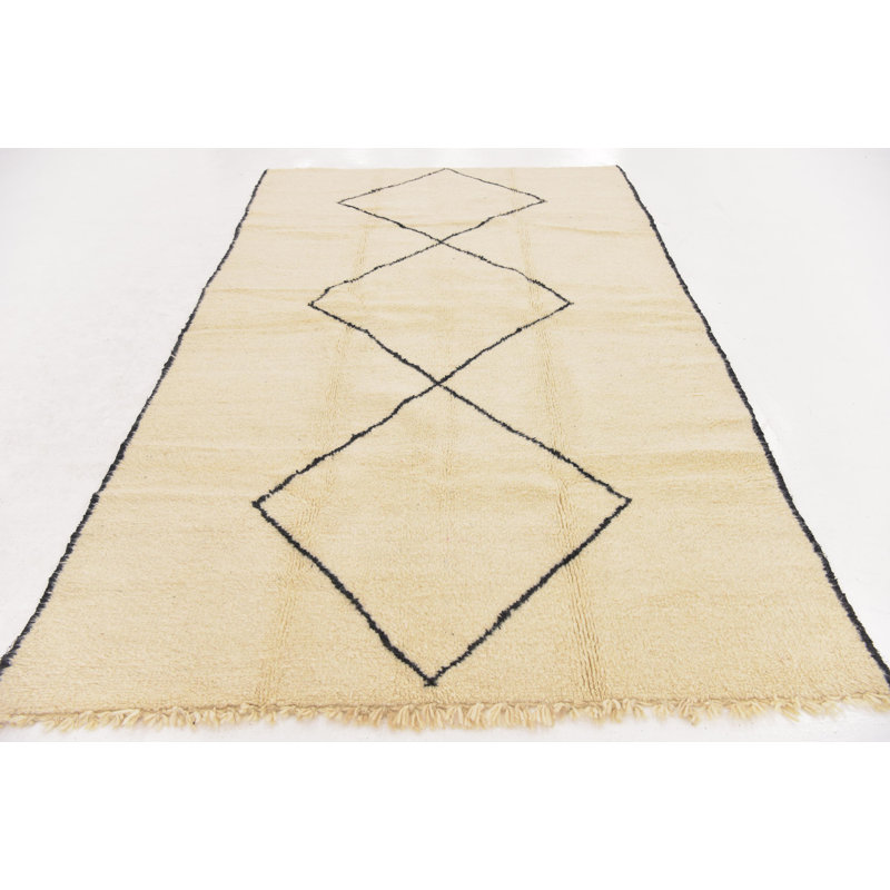 Tapis de zone en laine 6 pi x 9 pi 8 po one-of-kind noué la beige Stockport