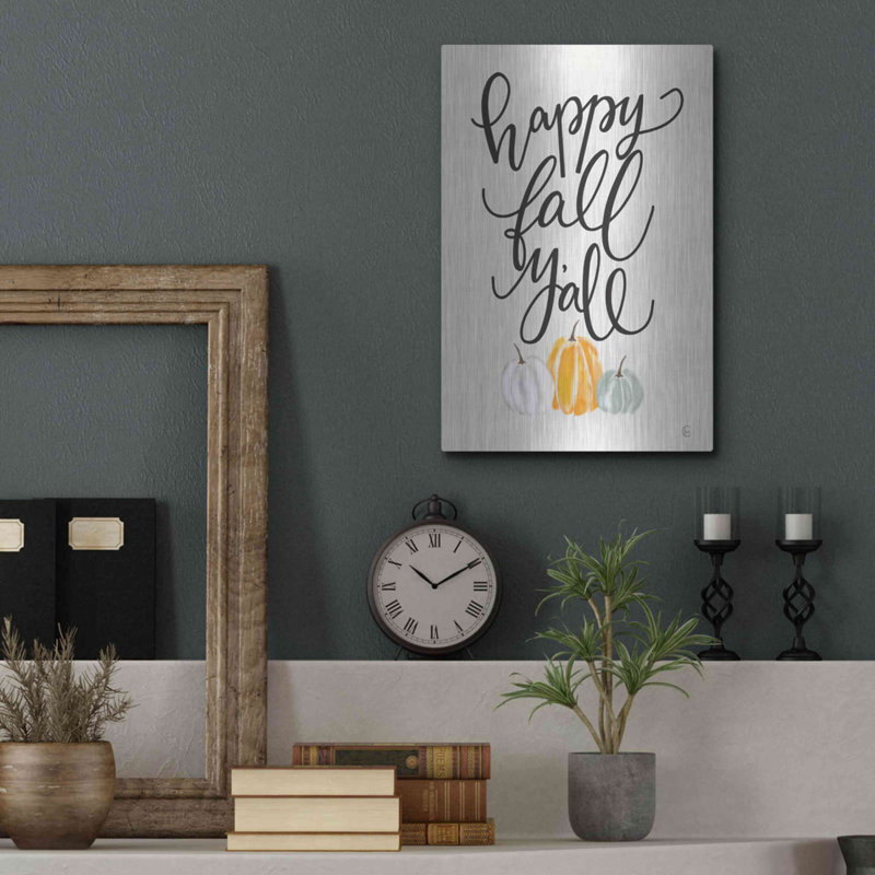 Luxe Art «Happy Fall Y'All» par Fearful Made Creations, art mural, H 16 po x l 12 po