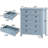 Coastal Blue 6-Drawer Dresser with Silver Shell Handles & Spacious Bedroom Storage