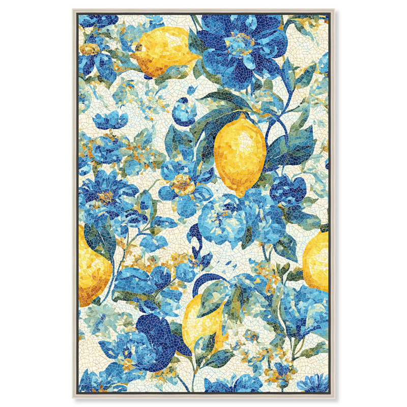 «Lemon Mosaic I», reproduction d'art sur toile par Art Remedy, cadre argenté, 24 x 36, H 37 po x l 25 po, Cadre argenté
