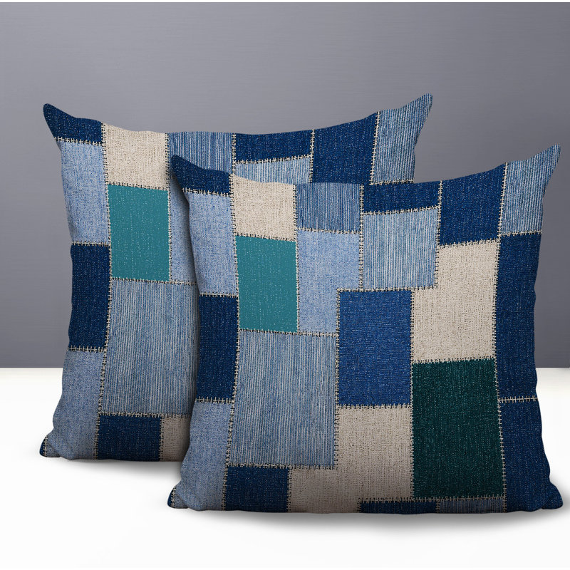 Oreiller réversible intérieur / extérieur Kazie, 18x18, Teal