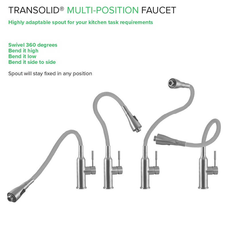 Brushed Nickel and Grey Pull-Out Spray Kitchen Faucet