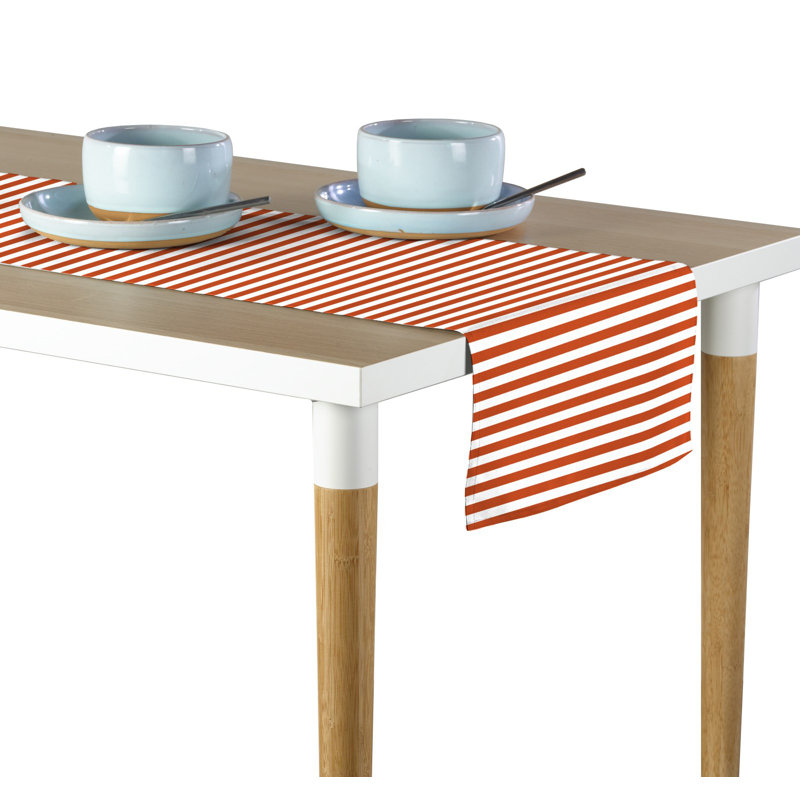 Arda Small Stripes Milliken Signature Table Runner, 72" L x 12" W, Orange