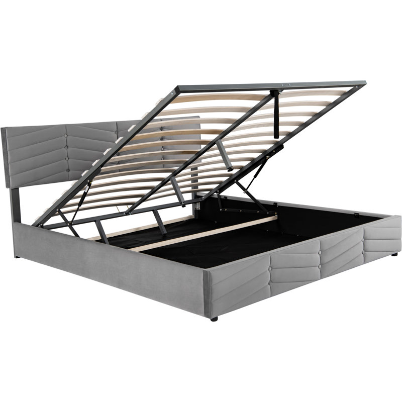 Odige Upholstered Ottoman Storage Bed, Super King (6'), Grey