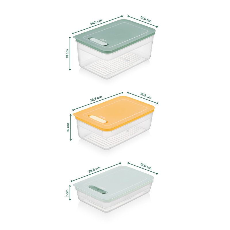 9-Piece Storage Box Set, BPA-Free Plastic, 7 x 11.2 x 2.8 in (3), 7 x 11.2 x 3.9 in (3), 7 x 11.2 x 5.1 in (3) | Dishwasher Safe, Ideal for Organizing Kitchen & Home | Durable, Stackable, Space-Saving Design