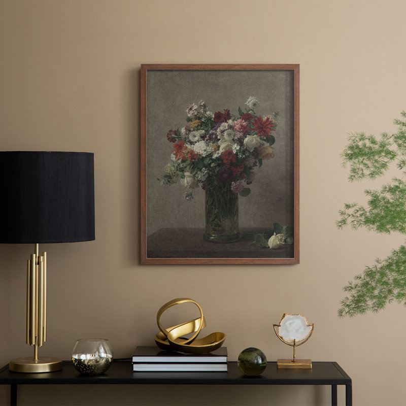 Impression florale vintage encadrée XLIX - bois massif, H 21 po x l 17 po