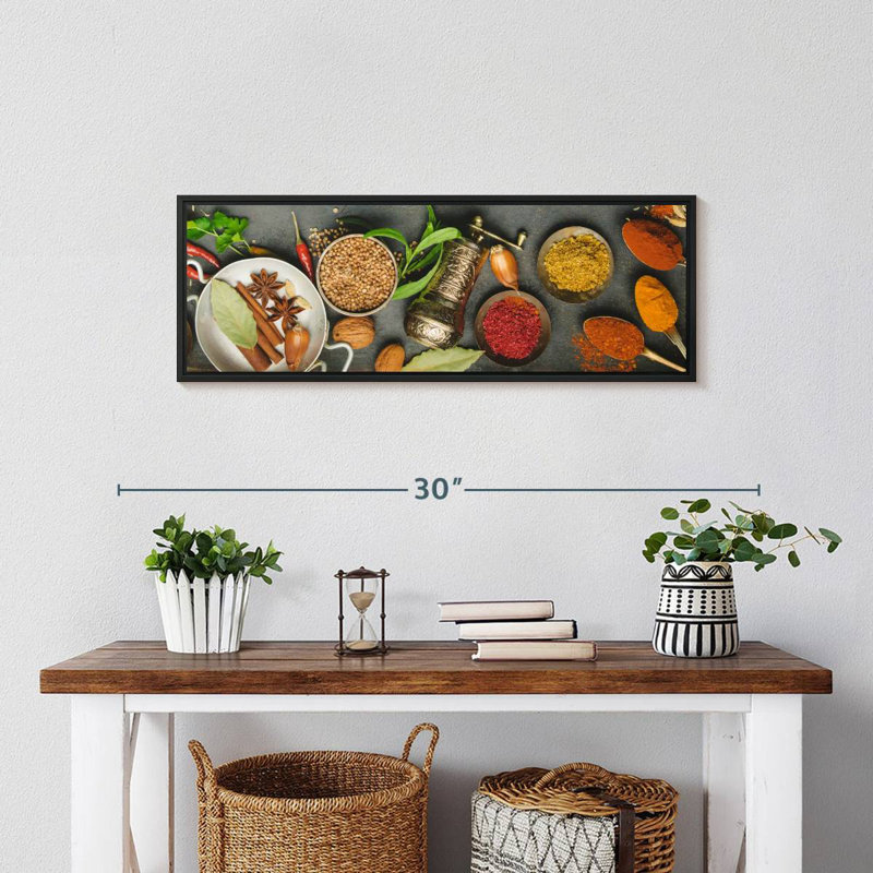 Fines herbes et épices, 25 po x 9 po, Cadre flottant noir