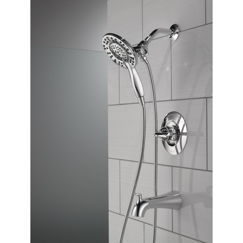 Ensemble de robinet de baignoire chromé Arvo 14 Series avec pomme de douche double 2 en 1 In2ition avec douchette combinée, ensemble de garniture de valve, chrome (valve incluse)