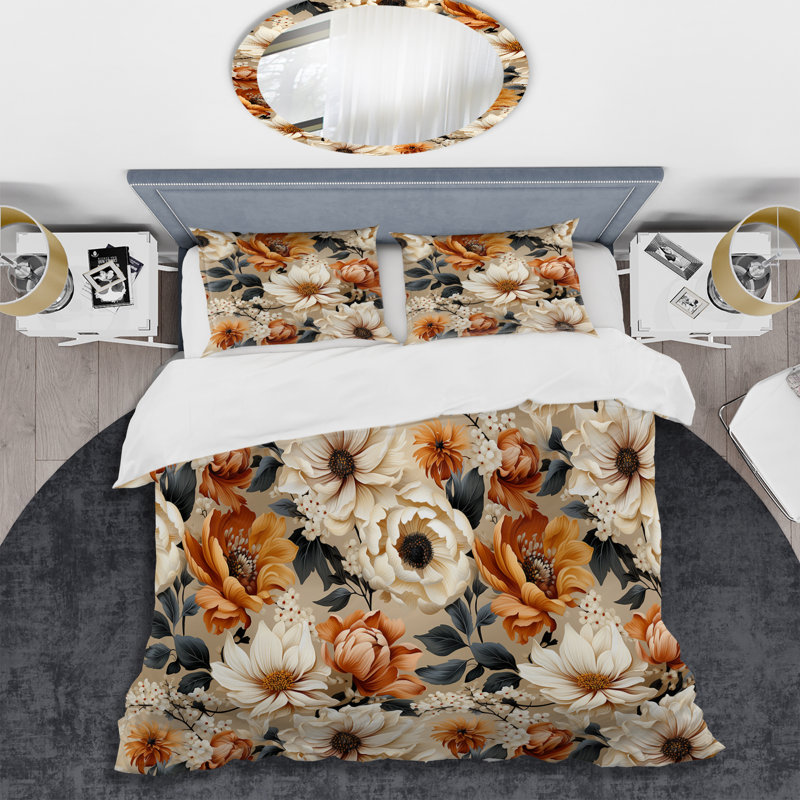 Ensemble de housse de couette Autumn Cottage Flowers, Housse de couette simple + 1 taie décorative stan