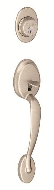 Handleset with Double Cylinder Deadbolt and Door Knob and Rosette