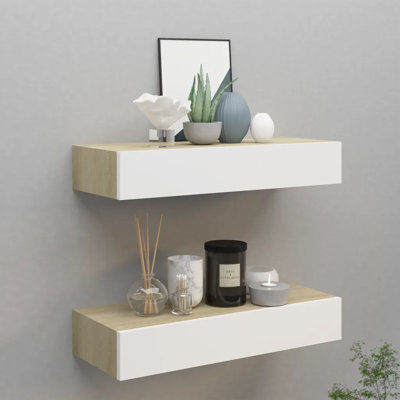 vidaXL Drawer Shelf Set of 2 Oak MDF Compact Drawer Shelf