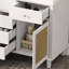 Meuble-lavabo de 60 po avec lavabo SMC, grande armoire de rangement moderne avec tiroirs à fermeture en douceur et portes en rotin, boutons en métal argenté et 5 pieds en pin, blanc-709619929