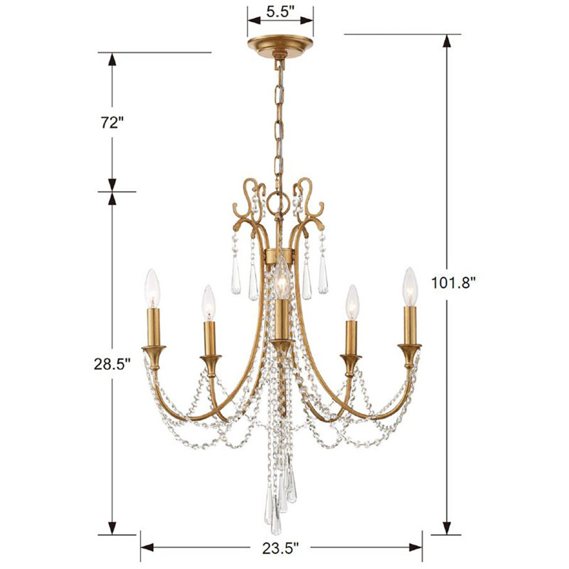 Labrecque 5 - Light Unique Empire Chandelier with Wrought Iron Accents
