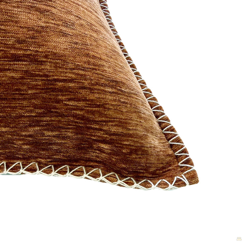 Ensemble de 2 coussins texturés avec bord contrastant cousu, Carré 22 po, Caramel