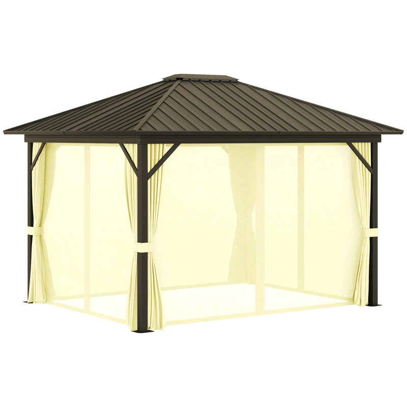 Pavillon de jardin avec toit en métal 11,9 "x 9,8" avec cadre en aluminium et crochet supérieur