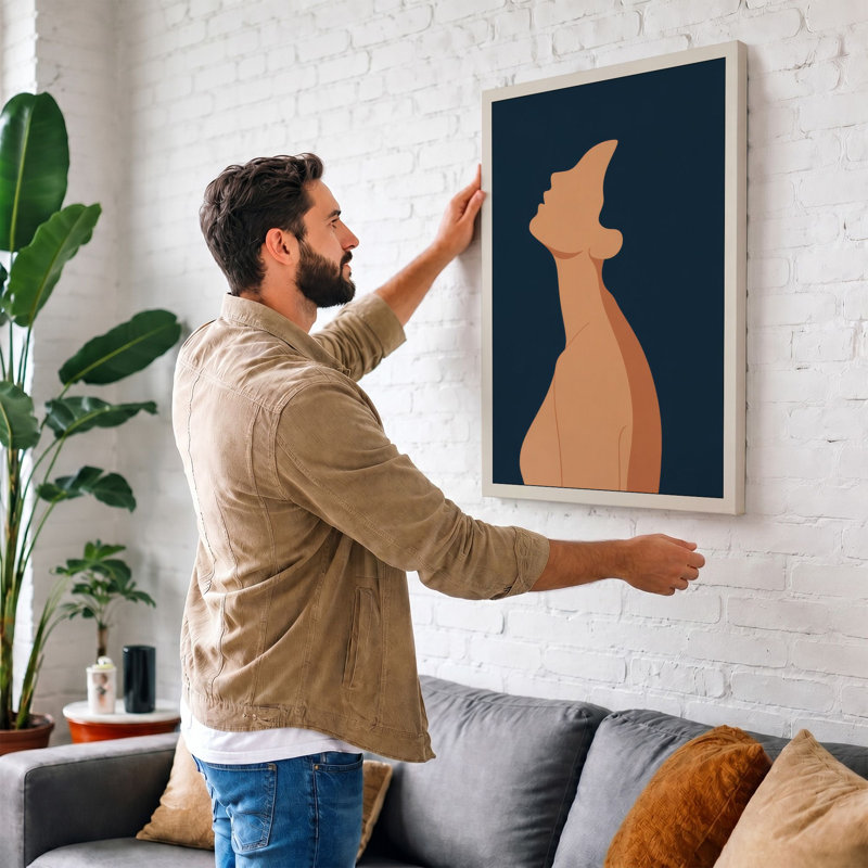 Modernist Dog Modern 1 Piece Wrapped Canvas Wall Art, 24x16 - 61.0 x 40.6 cm, Terracotta Border