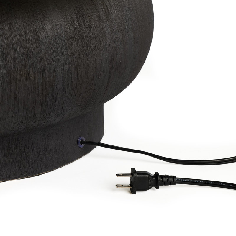 Kragen Table Lamp-Dark Sand Porcelain Ceramic, Textured Matte Black Porcelain Ceramic