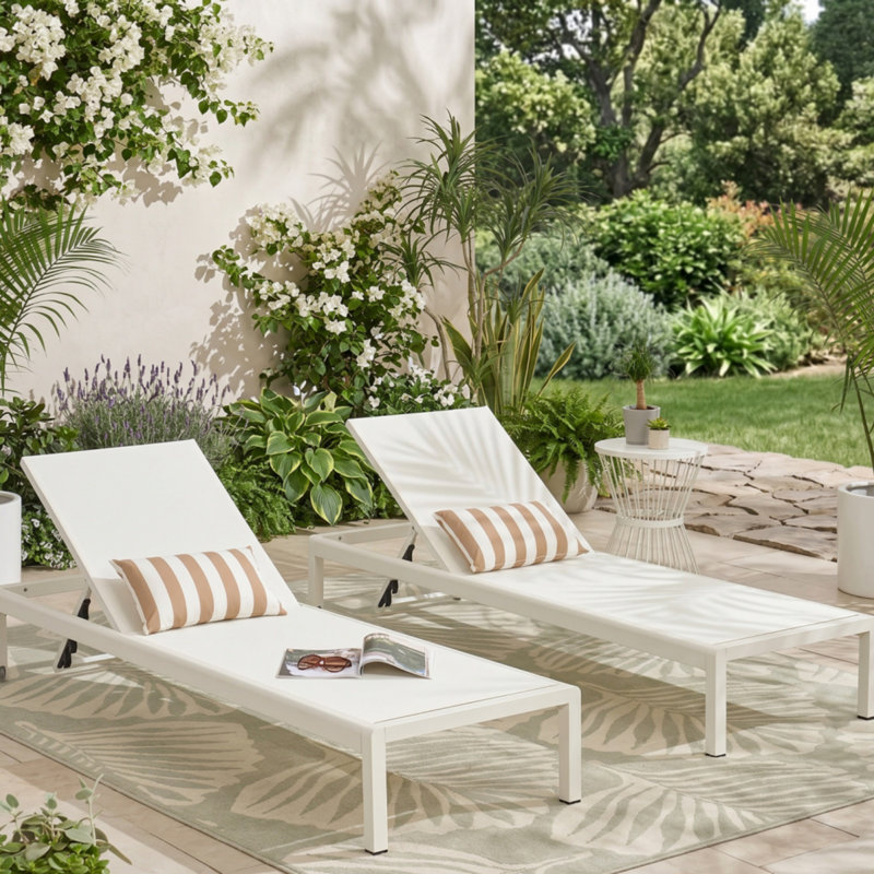 Chaise longue inclinable d'extérieur Cape Coral KD, Blanc