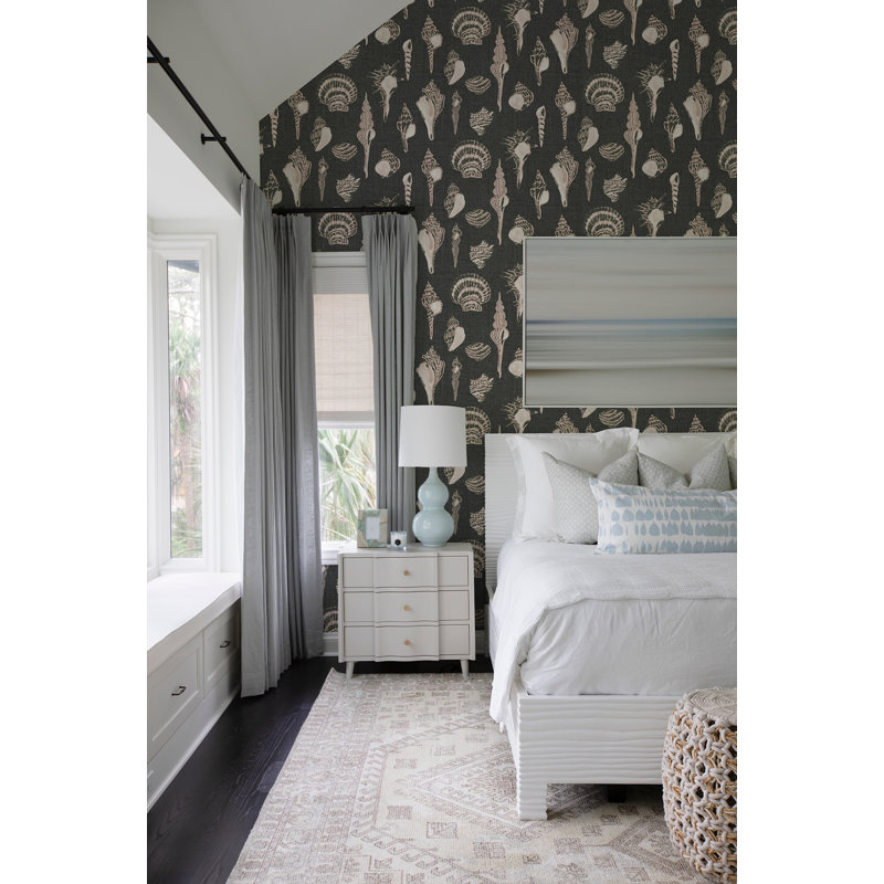 Sullivan’s Island Shells Serene Sky Wallpaper by Megan Molten, Black Blush, Peel & Stick