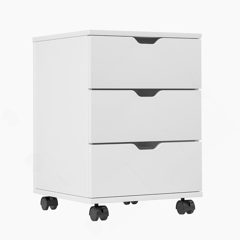 3-Drawer Filing Cabinet, Mobile File Cabinet With Casters For Office