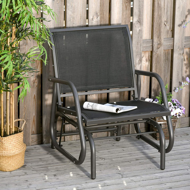 Jennah Outdoor Garden Glider Chair, Metal Frame Swing Seater Dark Grey